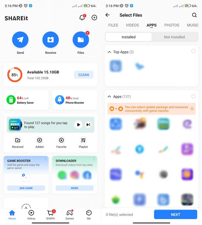 برنامه shareit برای اتصال گوشی موبایل به کامپیوتر
