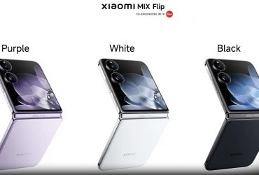 تصویر گوشی Xiaomi MIX Flip در حالت تاشده با صفحه‌نمایش خارجی و طراحی براق.