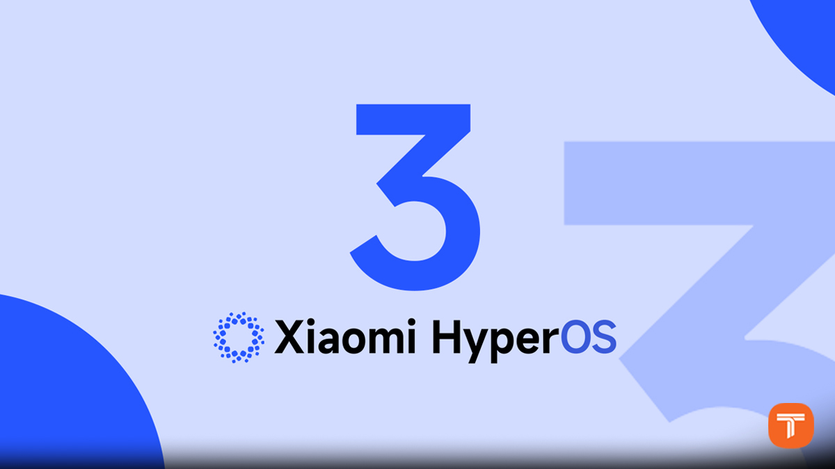 تصویری از لوگوی Xiaomi HyperOS 3 با طراحی مینیمال و رنگ آبی، مرتبط با رابط کاربری جدید شیائومی بر پایه اندروید 16.