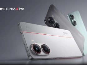 گوشی Redmi Turbo 4 Pro با طراحی شیک و دوربین دوگانه در رنگ‌های متنوع.