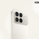 گوشی شیائومی Redmi K90 Pro Max در رنگ سفید طلایی روان با ماژول دوربین Bose