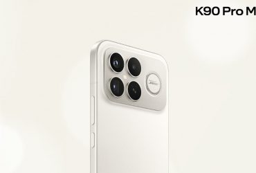 گوشی شیائومی Redmi K90 Pro Max در رنگ سفید طلایی روان با ماژول دوربین Bose