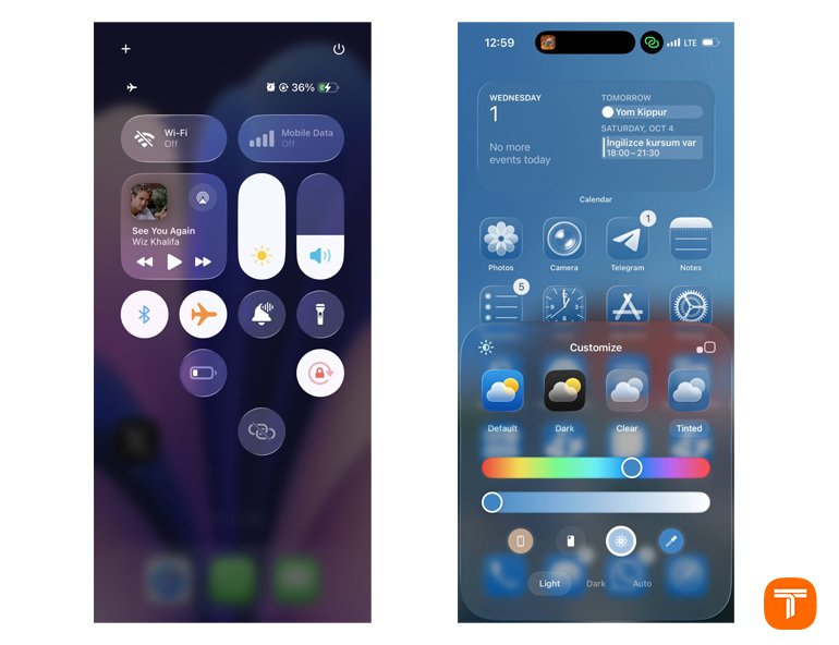 رابط کاربری iOS 26 با طراحی Liquid Glass و کنترل سنتر شفاف اپل